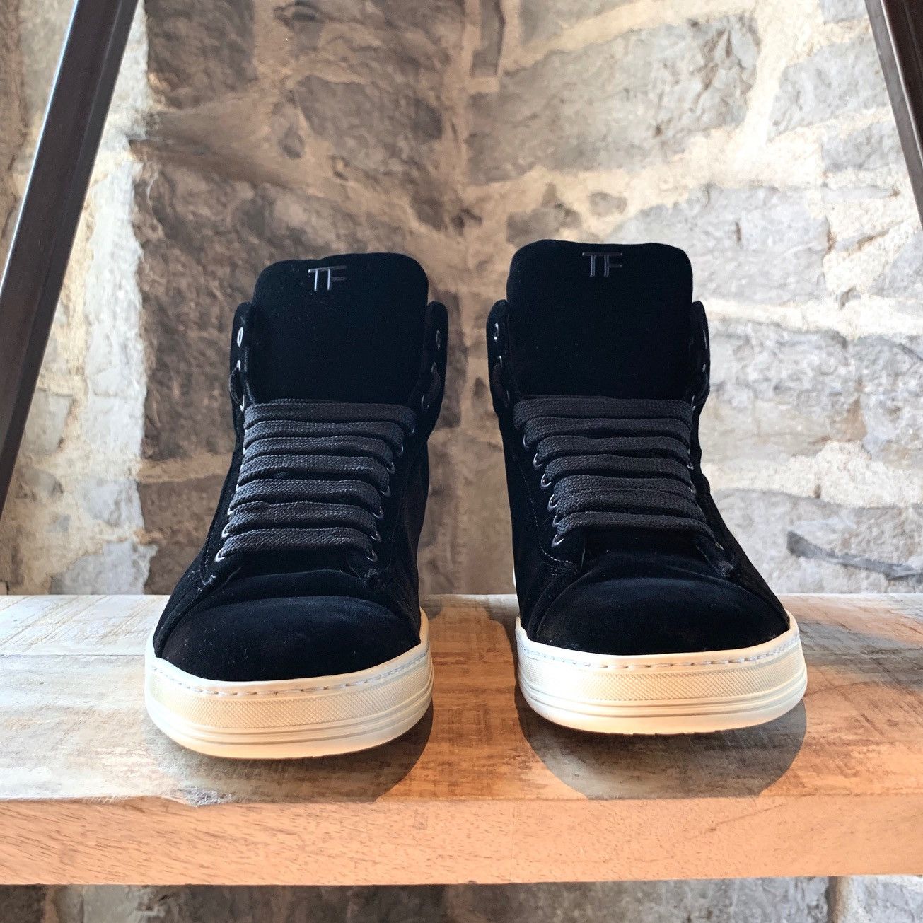 Tom Ford Tom Ford Black Velvet Russel High-top Sneakers Size US 8.5 / EU 41-42 - 3 Thumbnail