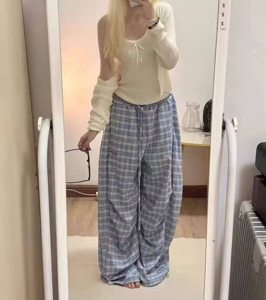 Japanese Brand × Vintage plaid summer sweatpants Size 26" / US 2 / IT 38 - 4 Thumbnail