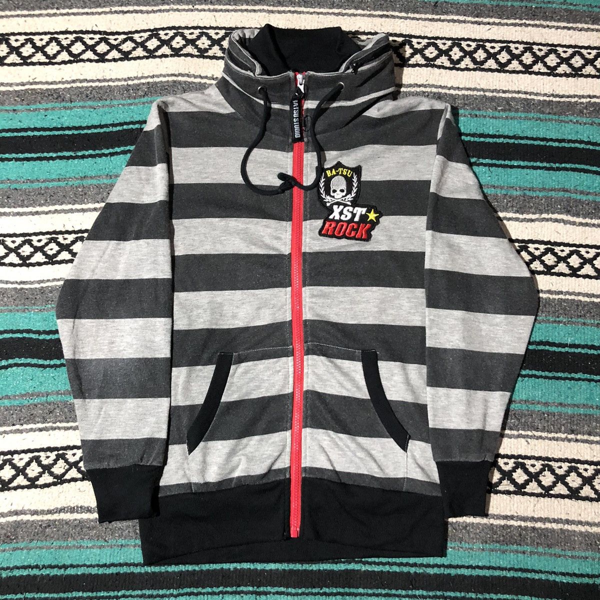 image of If Six Was Nine x Le Grande Bleu L G B Ba-Tsu Prisoner Zip Hidden Hoodie in Black/Grey (Size Medium