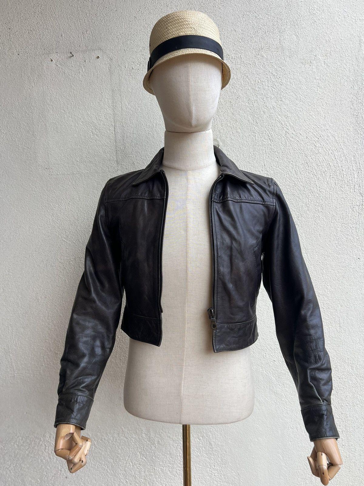 Leather Vintage HIDESIGN Fade Patina Leather Jacket Cropped Size US S / EU 44-46 / 1 - 2 Thumbnail