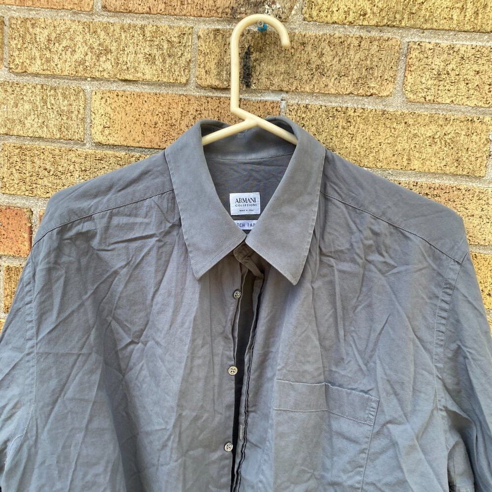 Armani Vintage Armani Button Up Dress Shirt Gray Size 17 Size US L / EU 52-54 / 3 - 2 Thumbnail