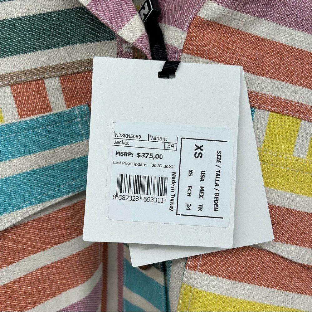 NOCTURNE NOCTURNE PRINTED DENIM JACKET STRIPED RAINBOW WOMENS SIZE XS Size XS / US 0-2 / IT 36-38 - 9 Thumbnail