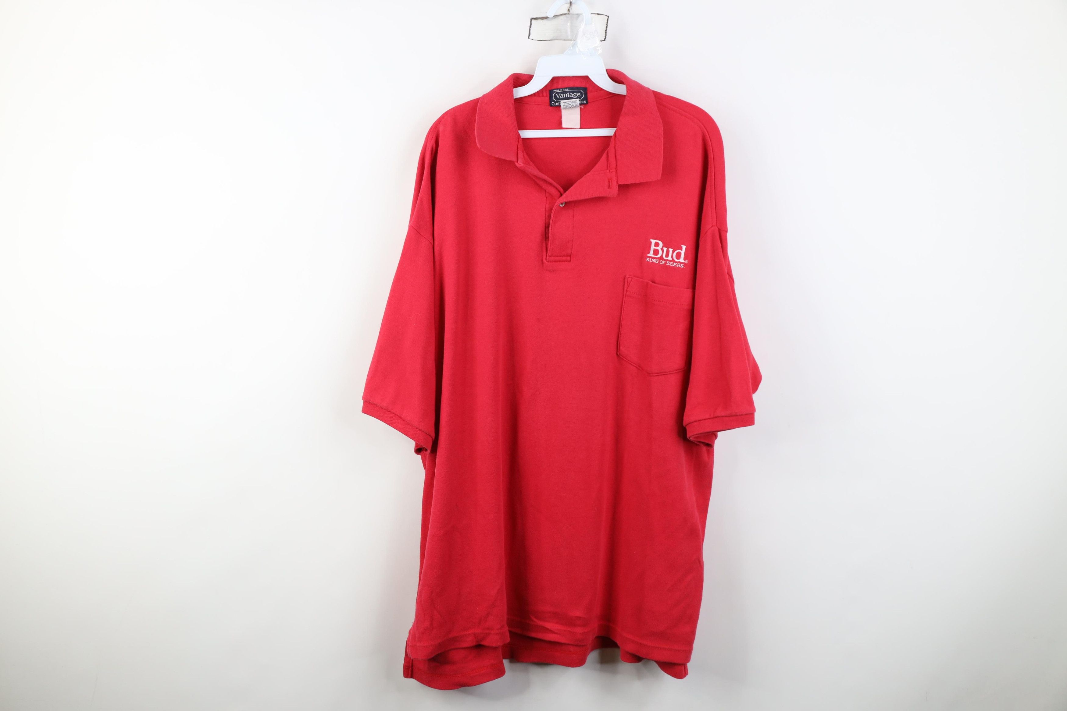 Vintage Vintage 80s 90s Beer King of Beers Golf Polo Shirt Red USA Size US XXL / EU 58 / 5 - 1 Thumbnail