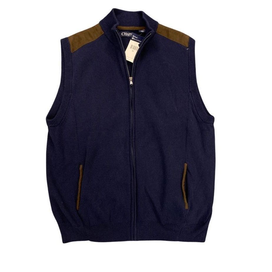 Chaps NEW WITH TAGS Chaps Zip Suede Sweater Vest Blue/Brown XL Size US XL / EU 56 / 4 - 1 Thumbnail