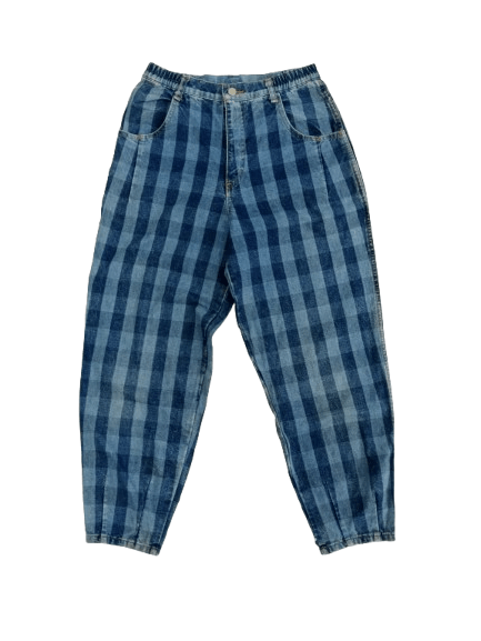 Japanese Brand Vintage Unbrand Checkered Plaid Denim Jean's Size US 28 / EU 44 - 1 Thumbnail