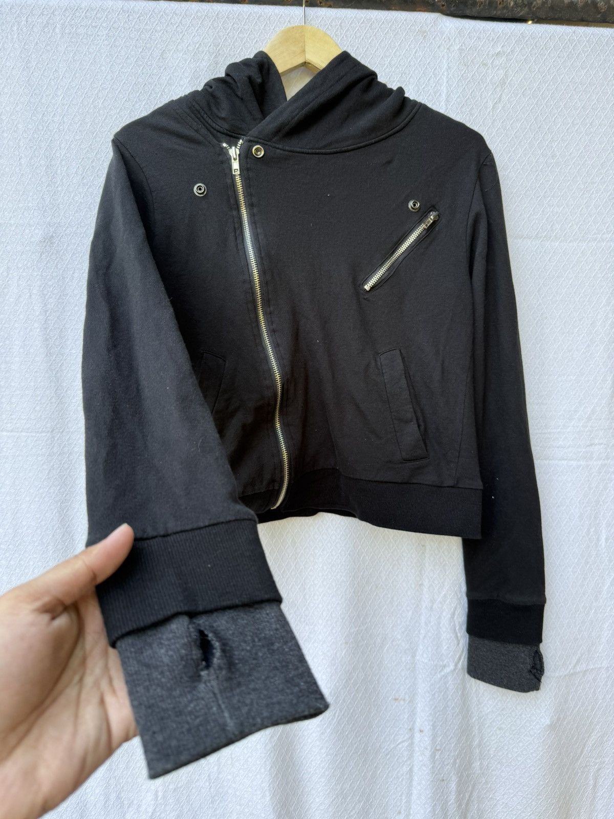 Hysteric Glamour Assymetrical Zipper Black Hoodie Ifsixwasnine Styled Size US S / EU 44-46 / 1 - 6 Thumbnail