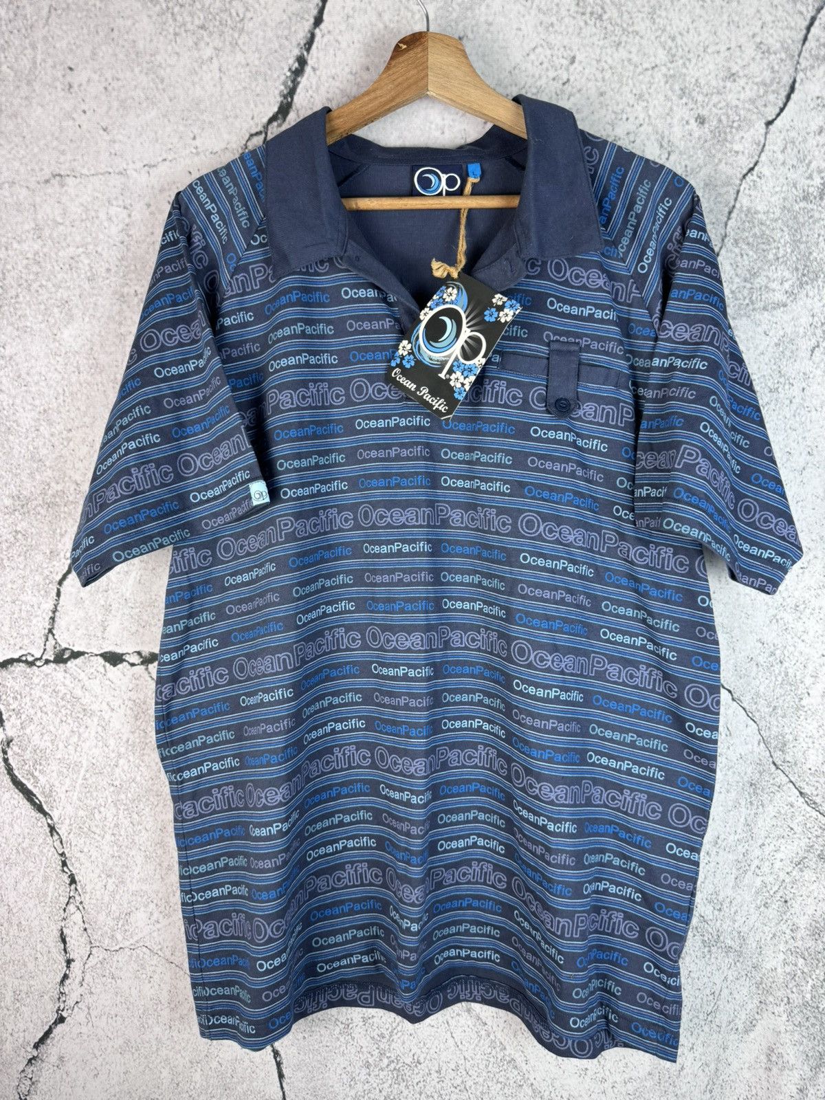Ocean Pacific Vintage 90s Ocean Pacific Striped All Over Print Polo Shirt Size US L / EU 52-54 / 3 - 1 Thumbnail