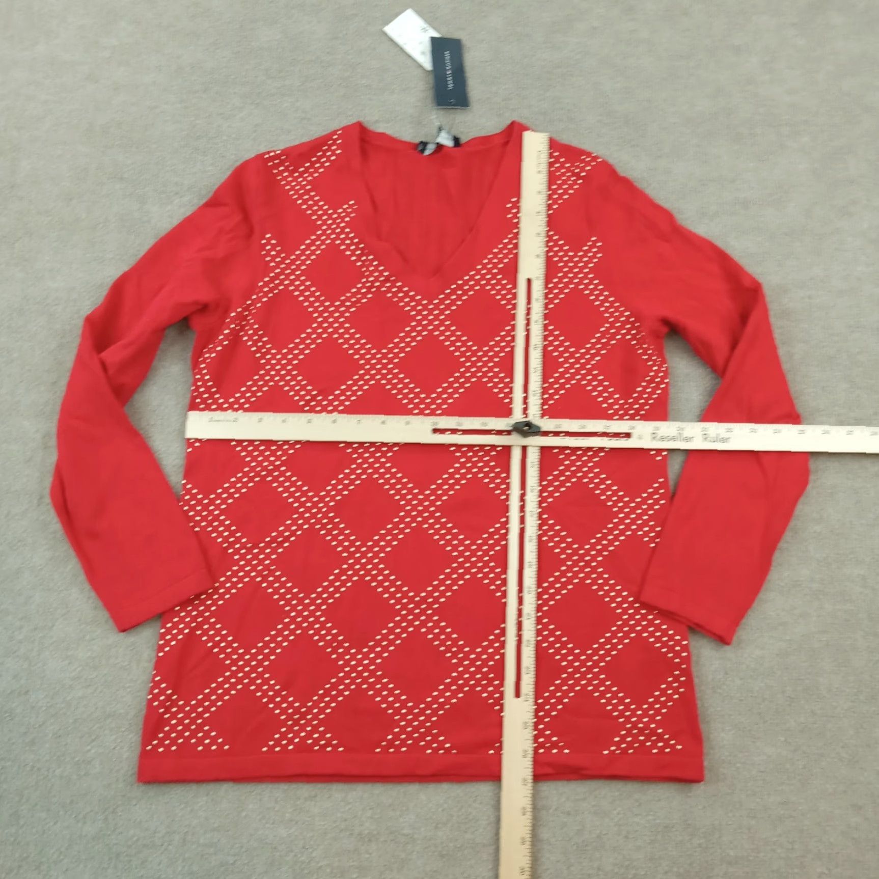 Tommy Hilfiger Tommy Hilfiger Womens Shirt Extra Large XL Red Pullover V Neck Size XL / US 12-14 / IT 48-50 - 2 Thumbnail