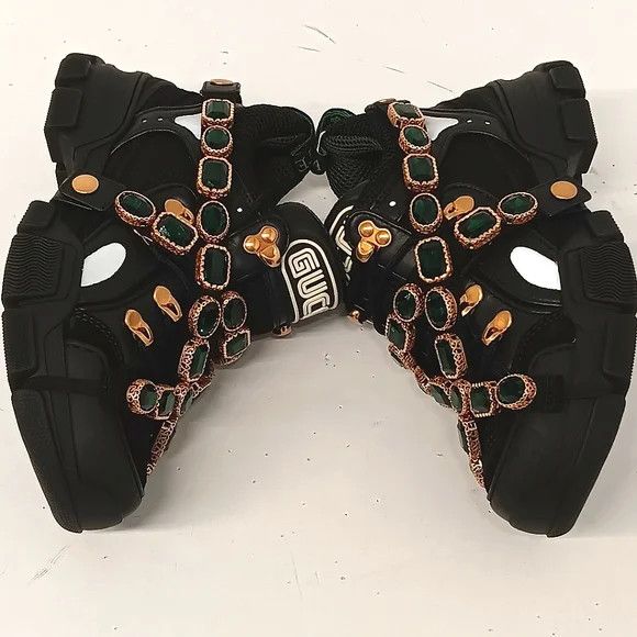 Gucci GUCCI Women's 'Black' Flashtreks w/ Crystals - EU36/US6 Size US 6 / IT 36 - 4 Thumbnail