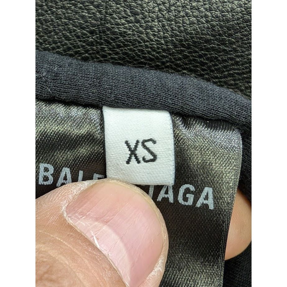 Balenciaga o1rshd1 Leather Sleeve Shearling Fleece Jacket in Black Size US XS / EU 42 / 0 - 19 Thumbnail