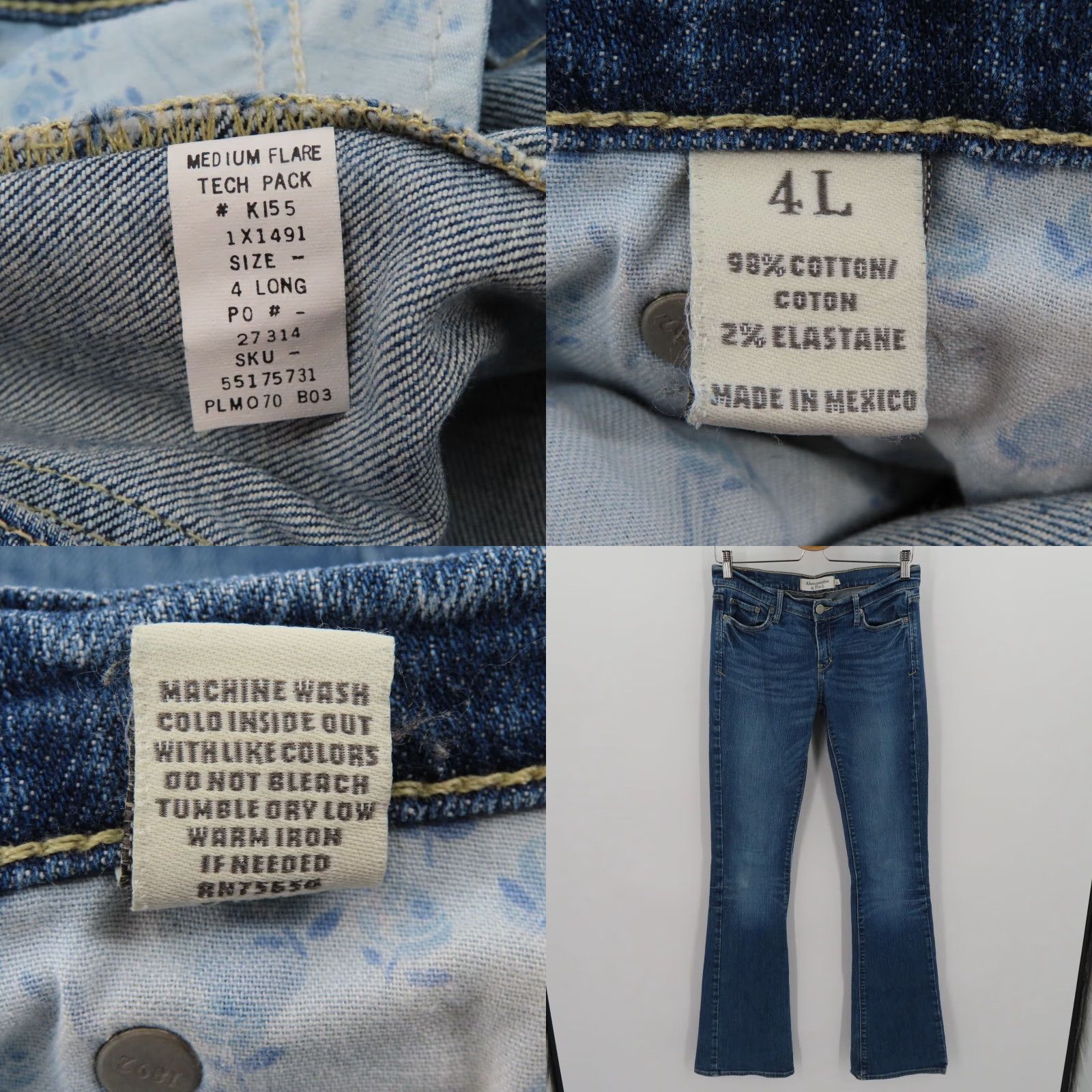 Abercrombie & Fitch Abercrombie & Fitch Womens Jeans Flared 4 Long 4L Medium Blue Denim Cotton Regular 5-Pocket Size 27" / US 4 / IT 40 - 8 Thumbnail