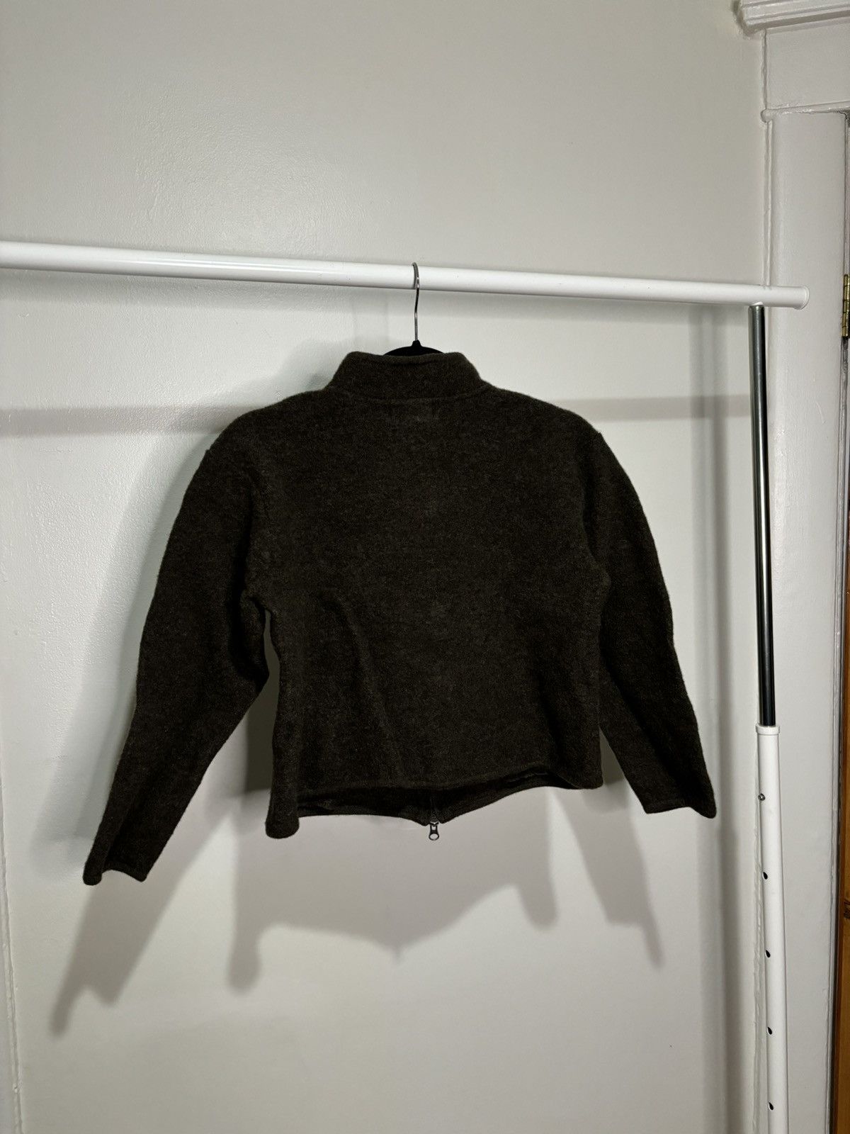 Vintage × Woolrich Woolen Mills Vintage 1990s Woolrich Khaki Green Wool Zip-Up Sweater Size XS / US 0-2 / IT 36-38 - 6 Thumbnail