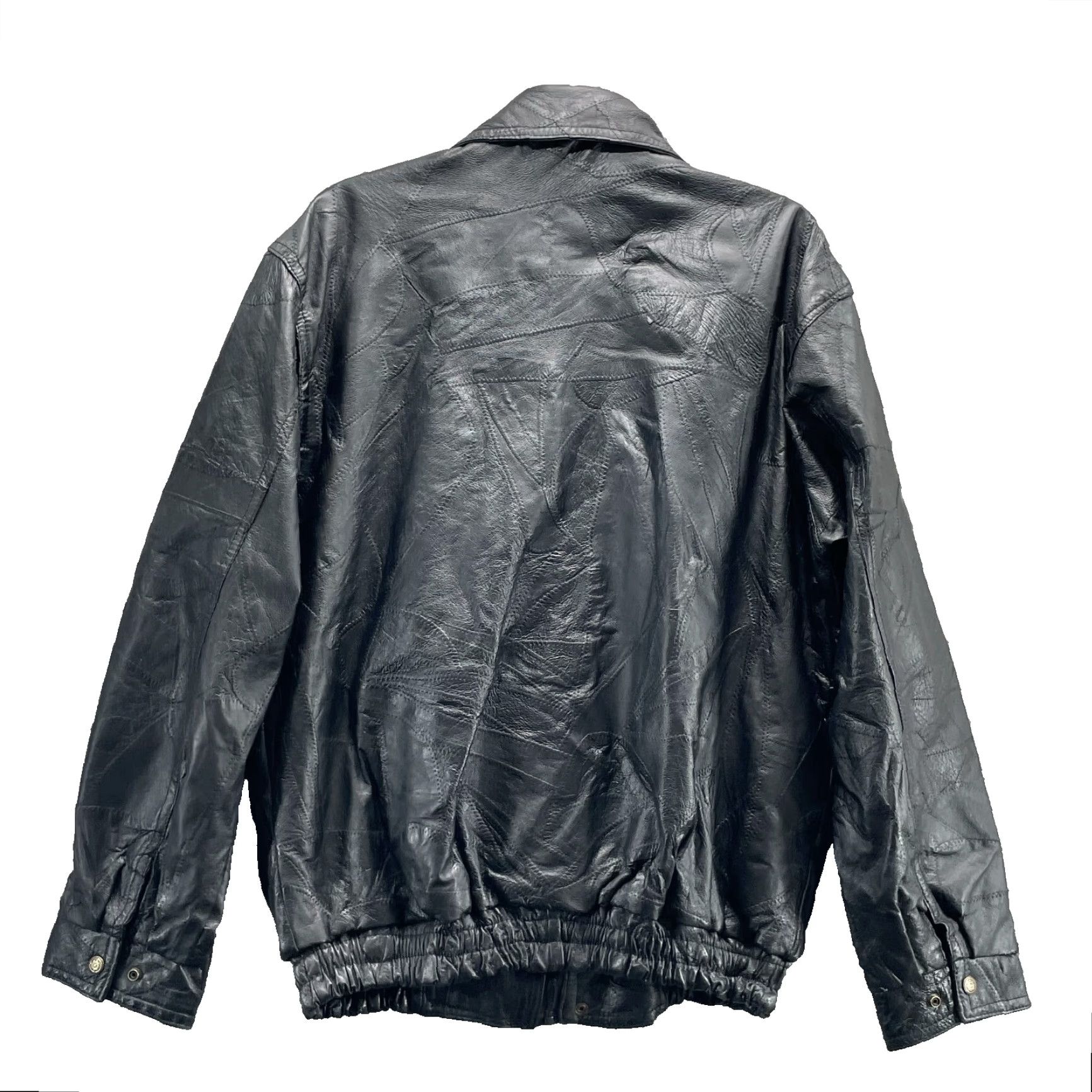 Vintage VINTAGE Napoline 100% Leather Bomber Jacket XL Baggy Biker Streetwear Retro Moto Y2K 90s Black Leather Bomber Jacket Men XL Baggy Streetwear 90s Size US XL / EU 56 / 4 - 2 Thumbnail