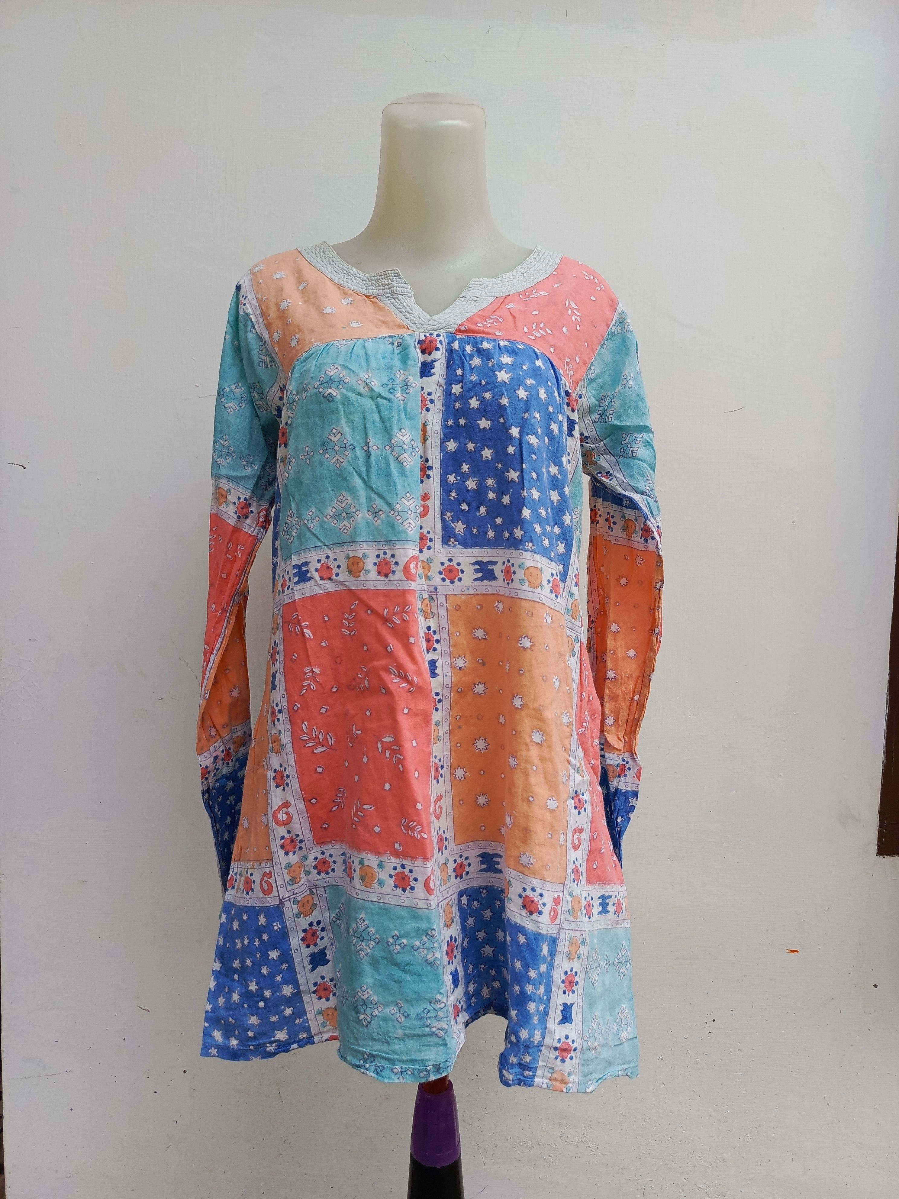 Japanese Brand Rare X-Girl Multicolor Boho Patchwork Dress Size S / US 4 / IT 40 - 1 Thumbnail