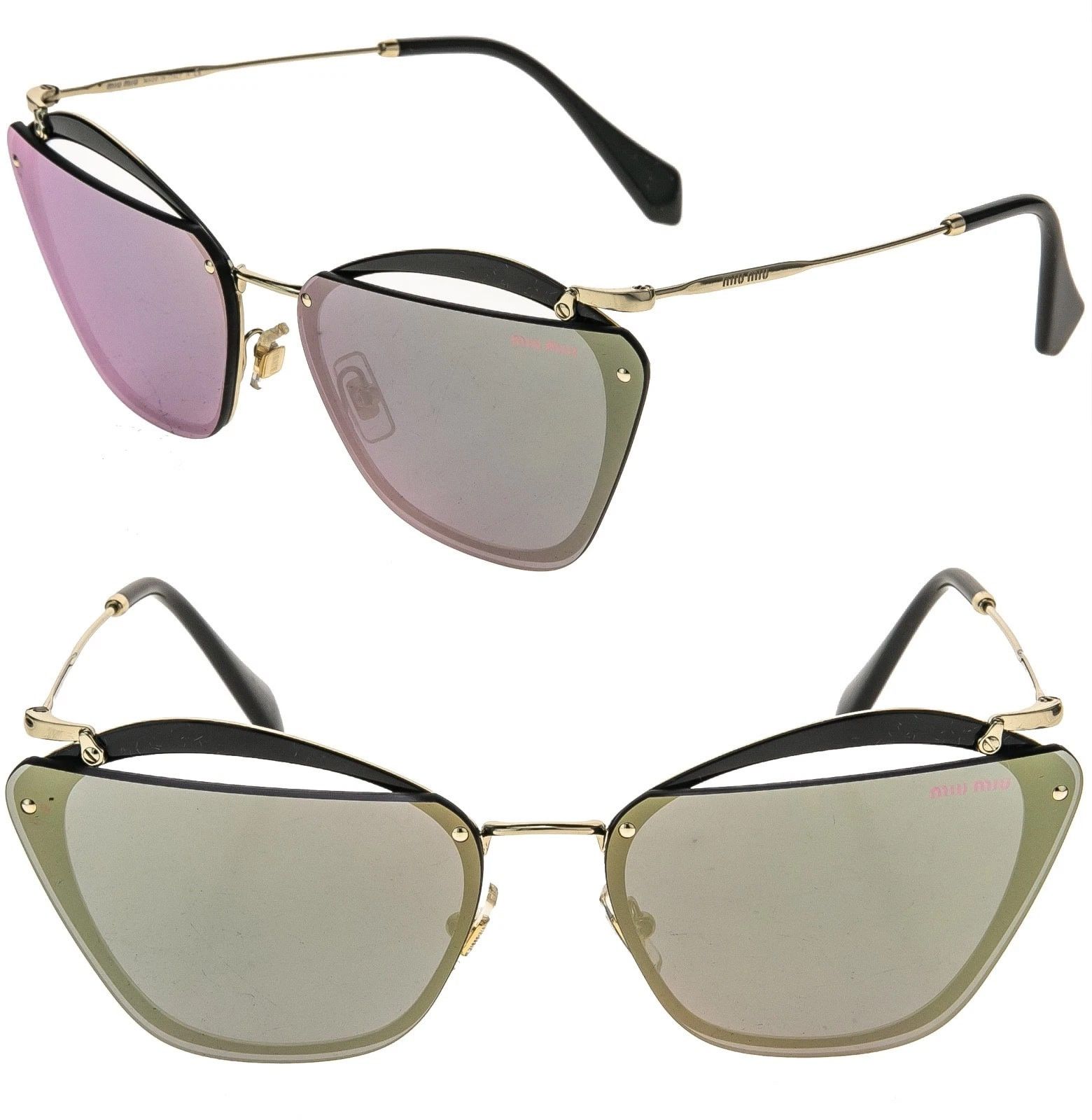 Miu Miu MIU MIU MU54TS NOIR Cut Out 54T Black Gold Sunglasses Size ONE SIZE - 1 Thumbnail