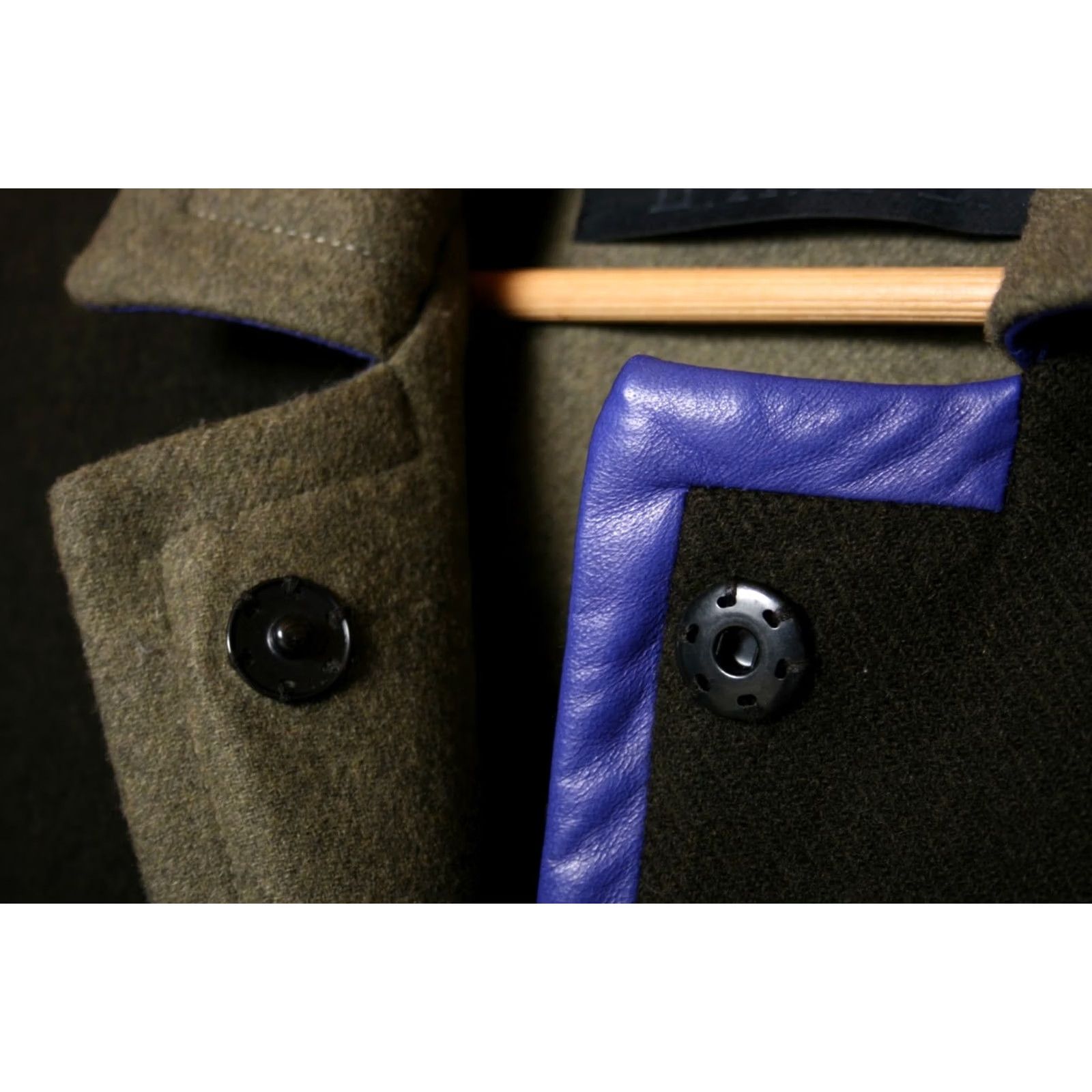 L.A.M.B. L.A.M.B. Coat Wool Dark Green Ultramarine Leather Trimmed Coat Sz. 8 Women Overcoat Mid-Length 33.5" XS? Size M / US 6-8 / IT 42-44 - 6 Thumbnail