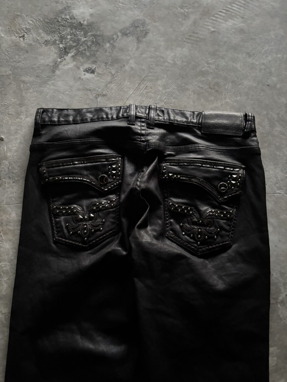 Beauty Beast × Isamu Katayama Backlash × Yasuyuki Ishii CLOUD 72 leather pant zipper sick backpocket rhinestone punk Size US 37 - 13 Thumbnail
