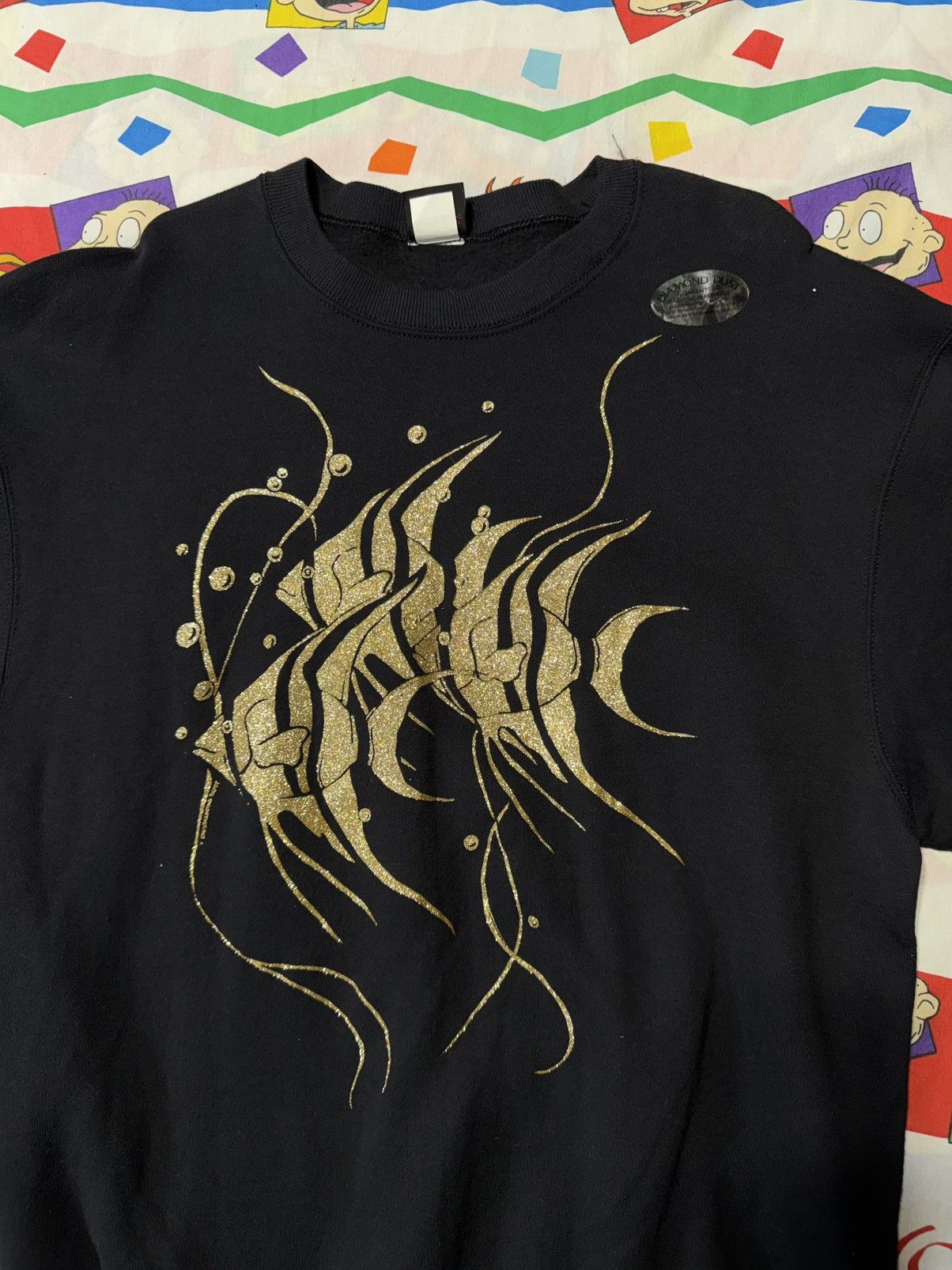 Other NOS Vintage 90s Diamond Dust Gold Glitter Fish Crewneck Size US XL / EU 56 / 4 - 2 Thumbnail