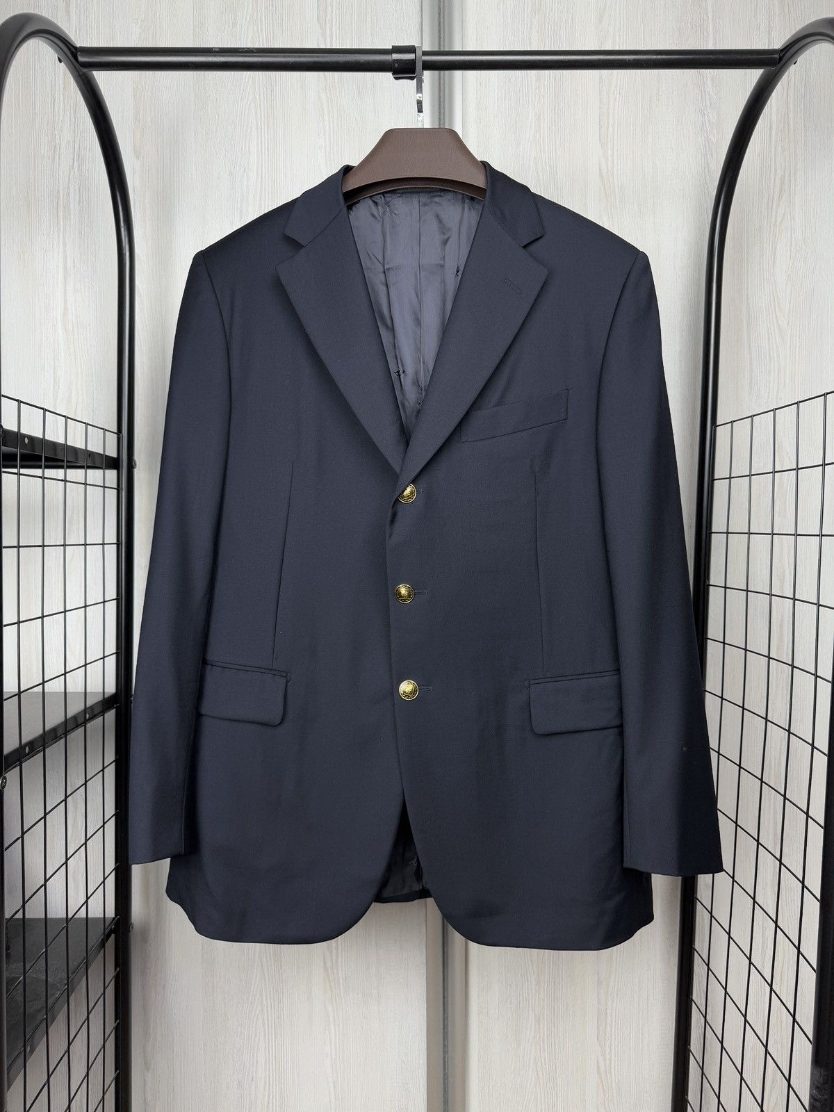 Pal Zileri Pal Zileri Navy Blue Super 120s Wool Metal buttons blazer Size 44R - 1 Thumbnail