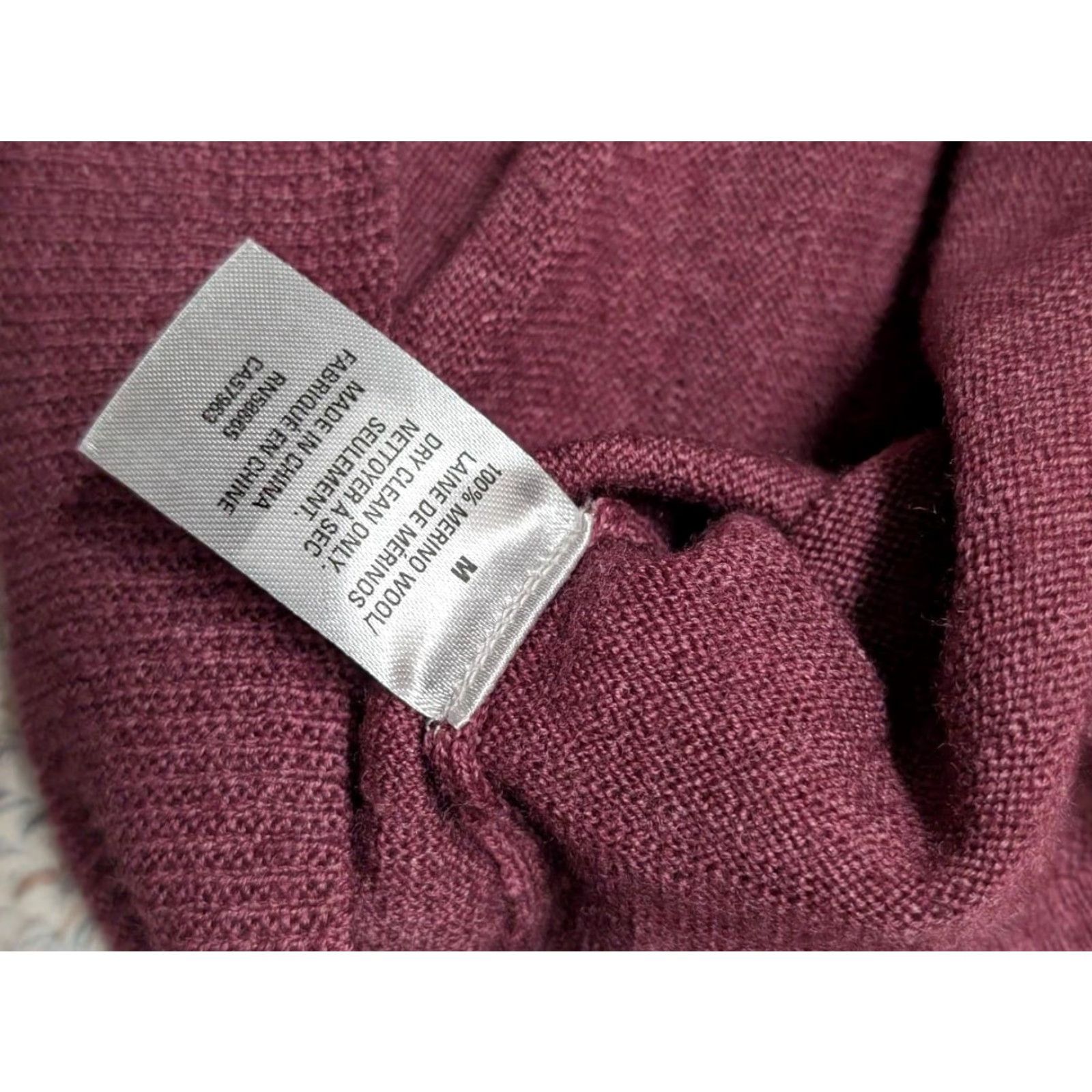 Nordstrom NORDSTROM lightweight Merino Wool sweater M burgundy crewneck Men Size US M / EU 48-50 / 2 - 7 Thumbnail