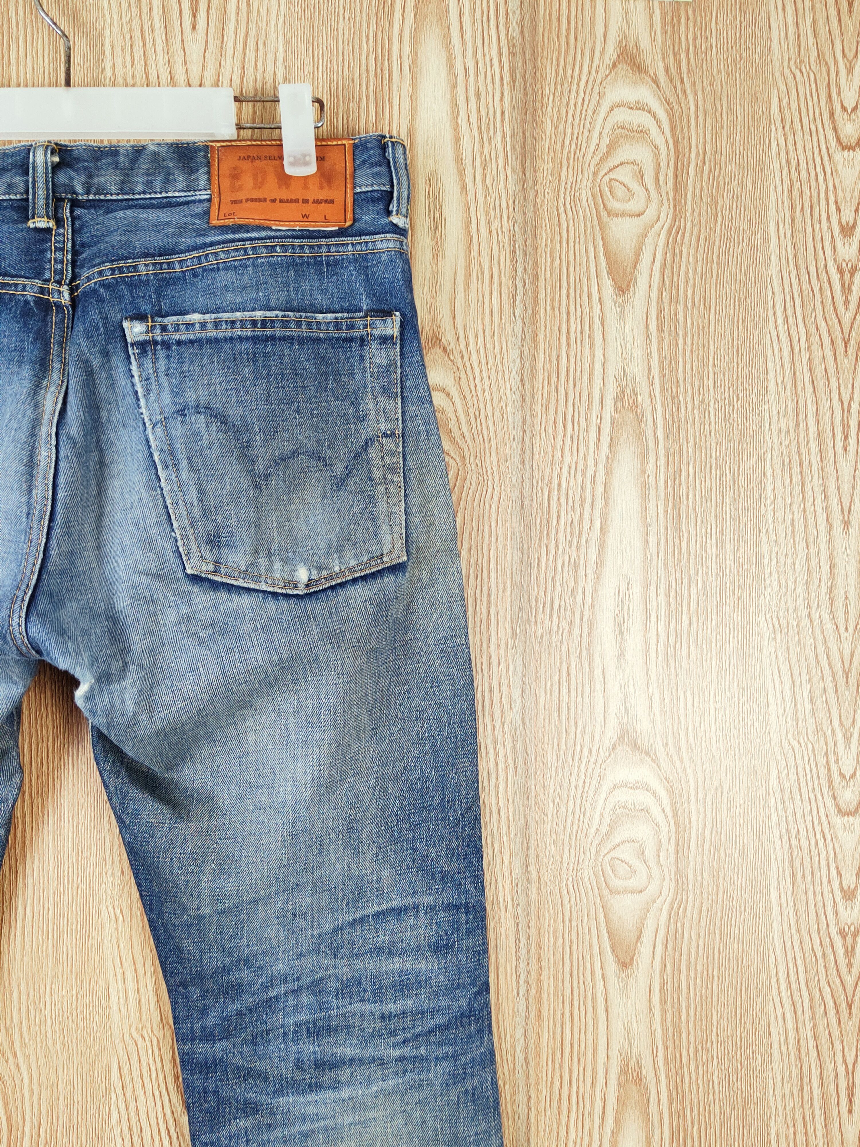 Edwin Edwin japan denim Dark Blue Distressed Ripped Jeans #W949 Size US 31 - 12 Thumbnail