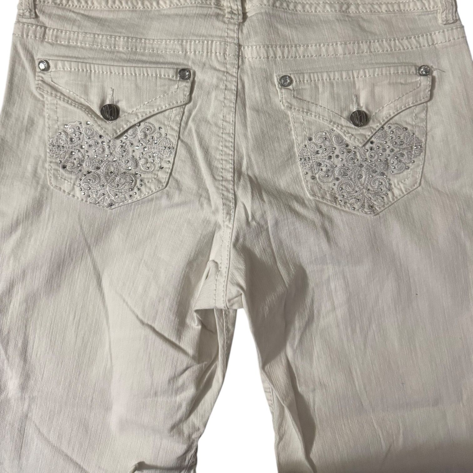 Nine West Nine West White Beaded Jeans Size 12 Cropped Retro Sparkle Size 34" / US 12 / IT 48 - 6 Thumbnail
