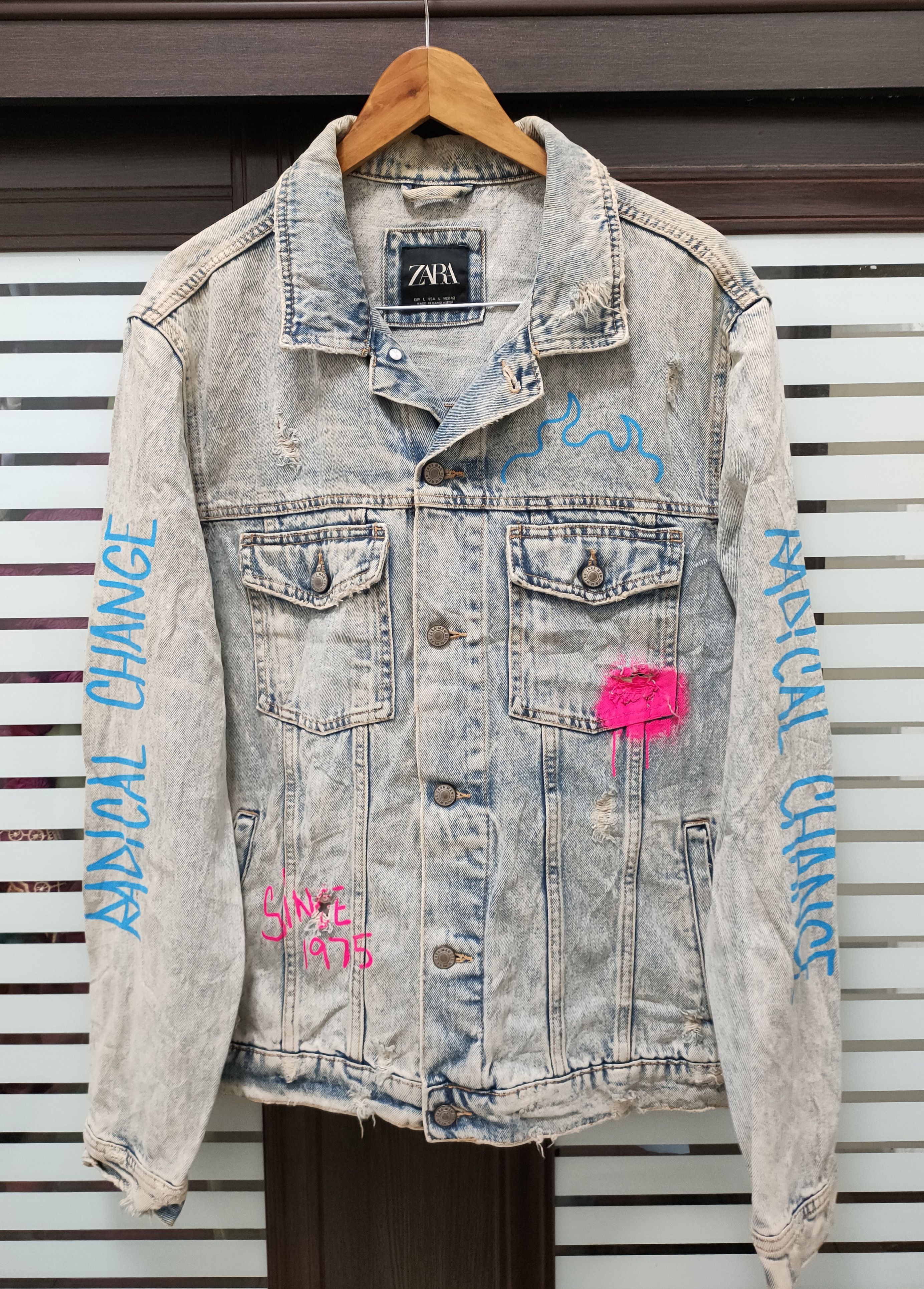 Zara 💥Zara Distressed Denim Jacket💥 Size US L / EU 52-54 / 3 - 2 Thumbnail