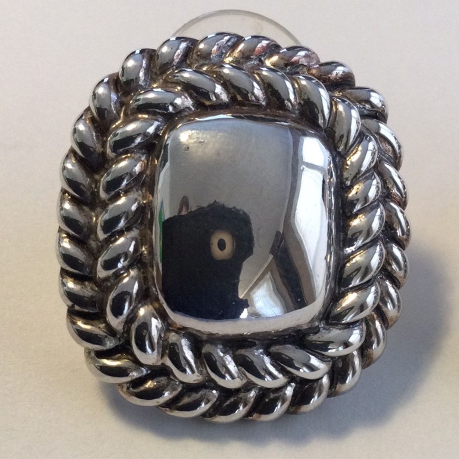 Other Vintage Silver Tone Double Rope Band Friction Back Earrings Size ONE SIZE - 4 Thumbnail