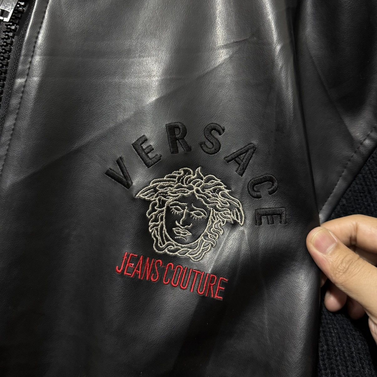 Versace Vintage versace jeans couture leather knit varsity jacket Size US L / EU 52-54 / 3 - 11 Thumbnail