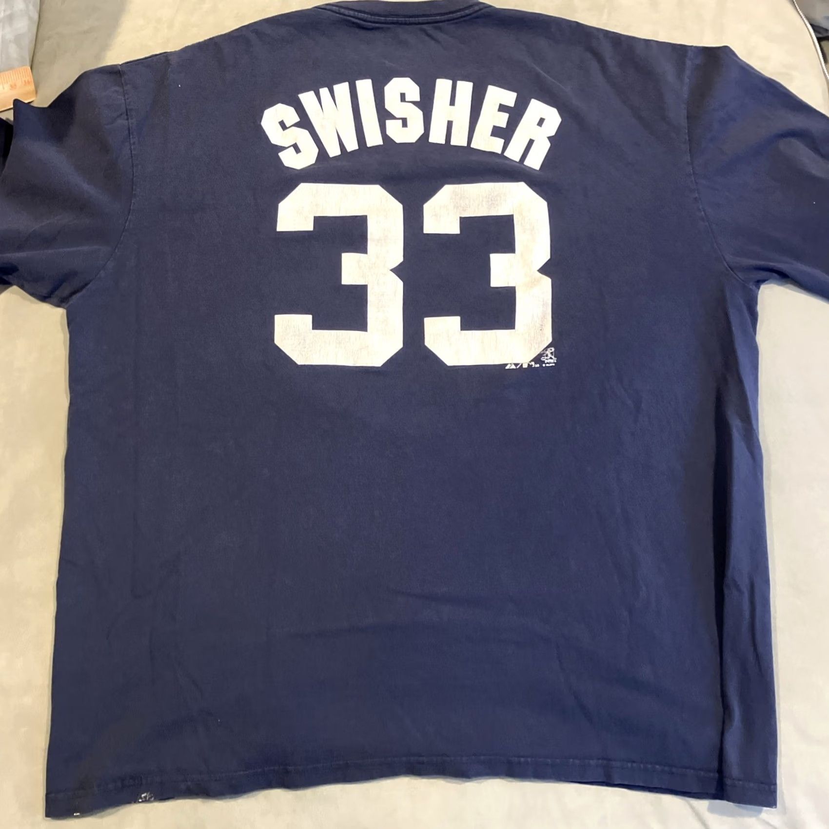 Vintage Majestic New York Yankees Nick Swisher #33 Player T Shirt Men's 2XL Short Sleeve Blue Size US XXL / EU 58 / 5 - 3 Thumbnail