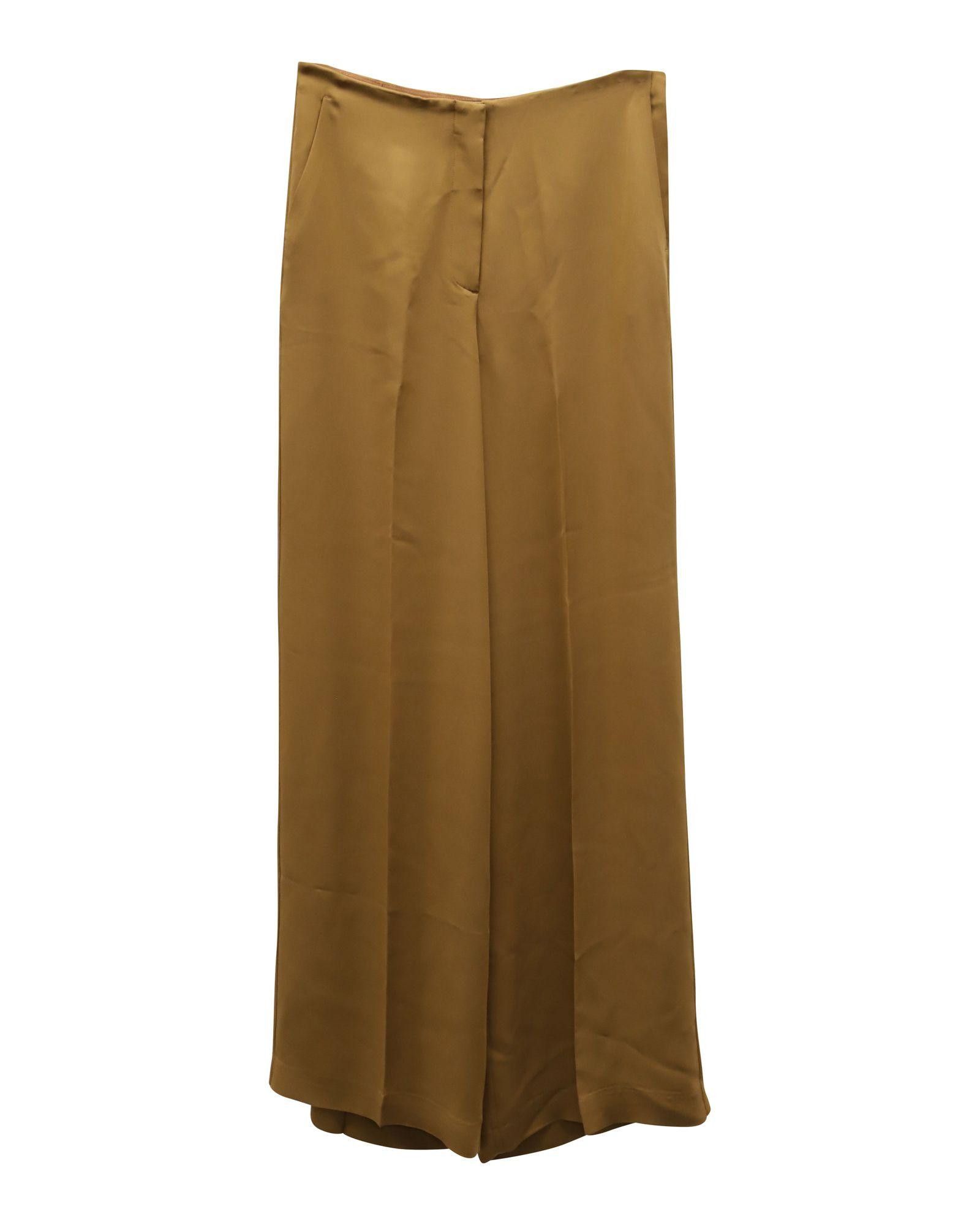 image of Silk Crepe Wide Leg Pants In Camel By Theory in Yellow/Camel, Women's (Size 27)