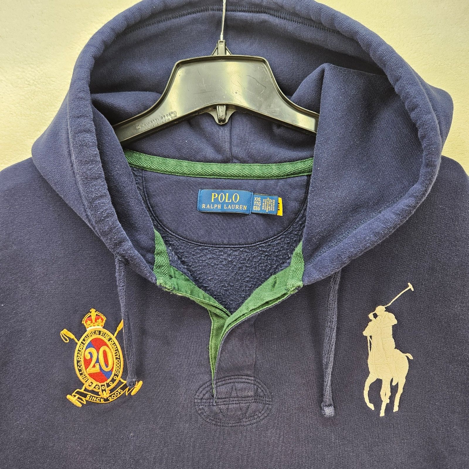 Polo Ralph Lauren POLO RALPH LAUREN MEN'S XXL PONY NAVY CREST HOODY OIL STAIN Size US XXL / EU 58 / 5 - 2 Thumbnail