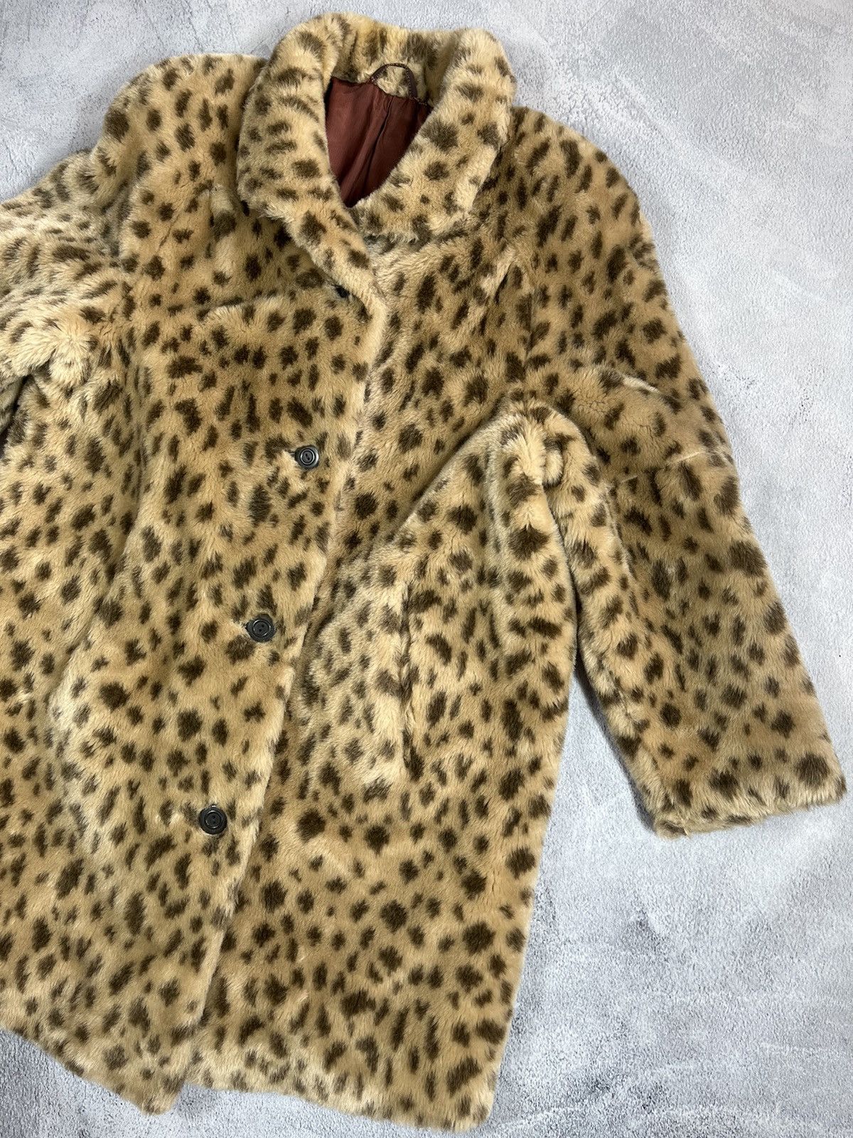 Japanese Brand × Vintage Vintage 90s Fur Faux elongated leopard coat jacket Size L / US 10 / IT 46 - 6 Thumbnail