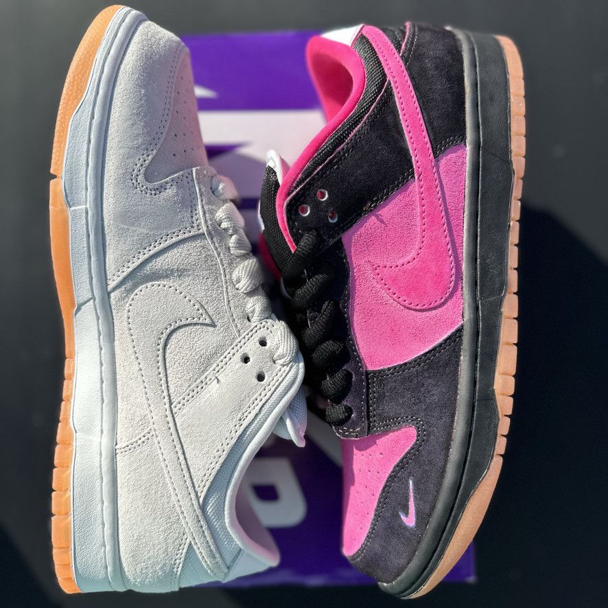 Nike Sb Dunk Custom Night Blossom Suede - Black/Pink Size 10