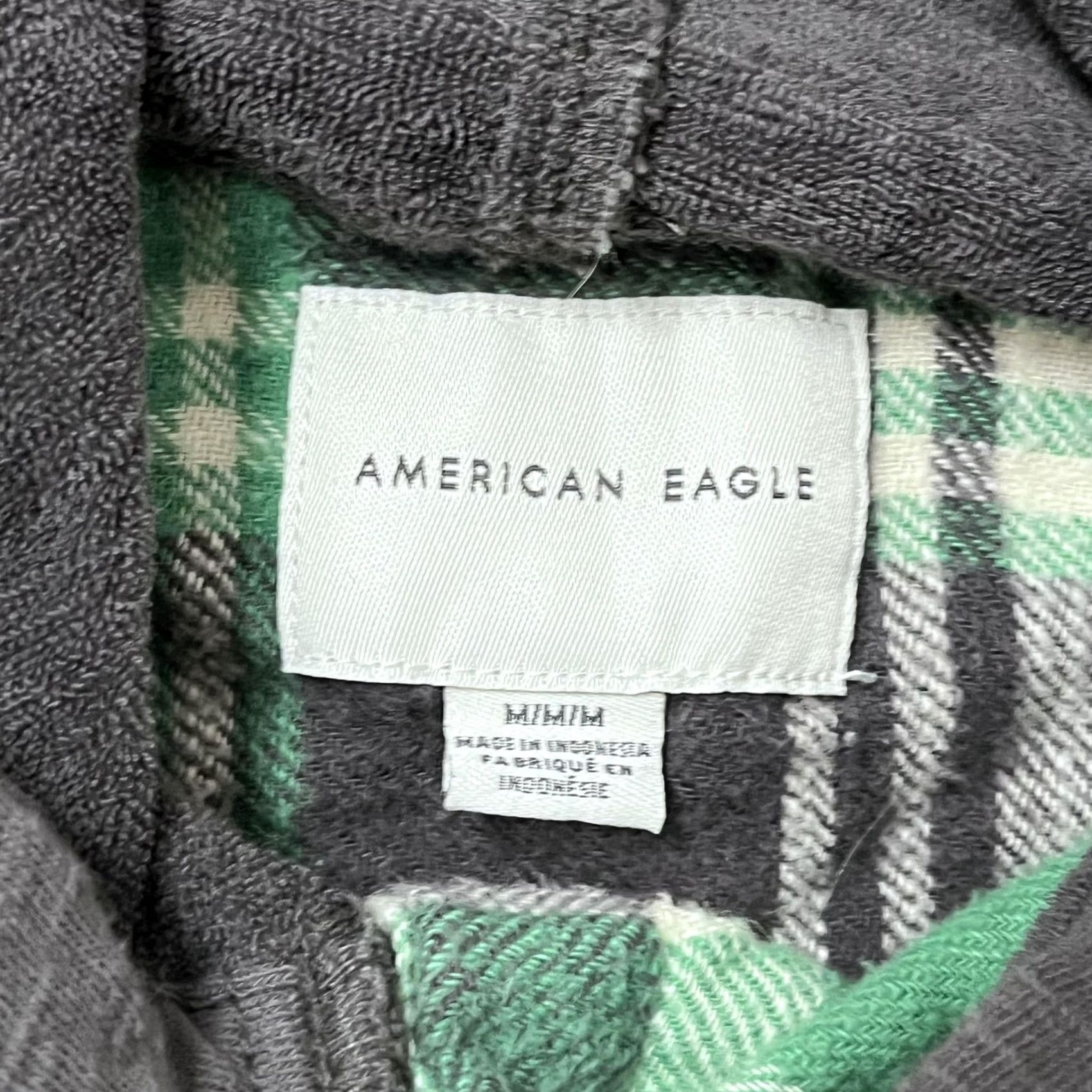 Vintage VINTAGE American Eagle Shirt Mens M Green Plaid Hooded Flannel Button Up Pockets Size US M / EU 48-50 / 2 - 2 Thumbnail
