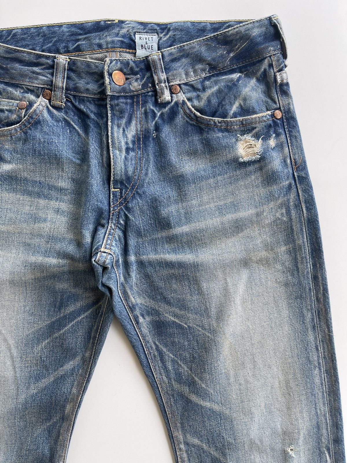 Japanese Brand Rivet & Blue Japanese Distressed Paint Splatter Jeans Size US 29 - 9 Thumbnail