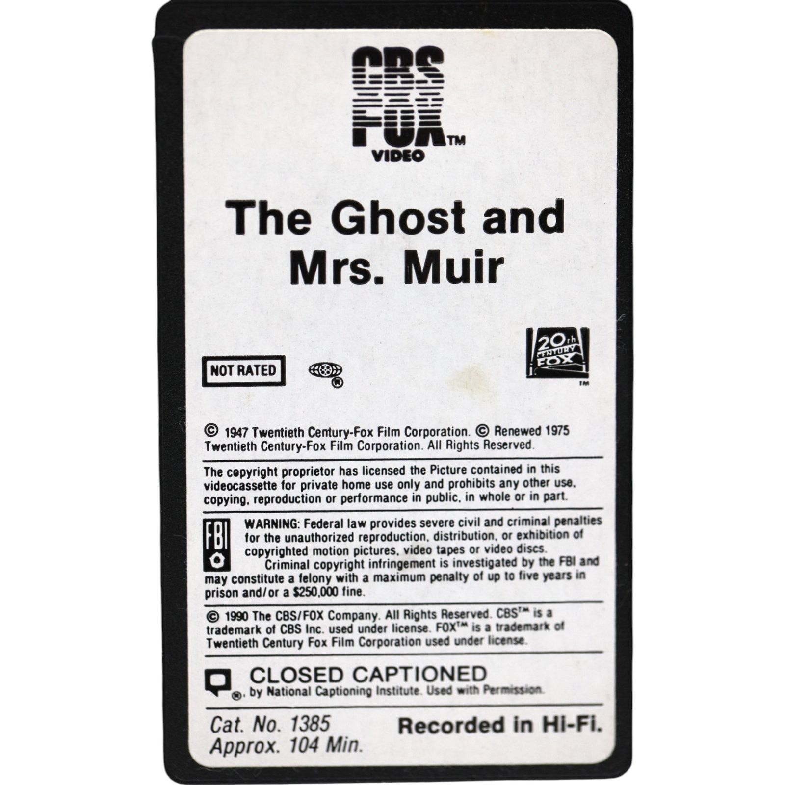 Other The Ghost and Mrs. Muir VHS 1947 Black & White Mystery Size ONE SIZE - 6 Thumbnail