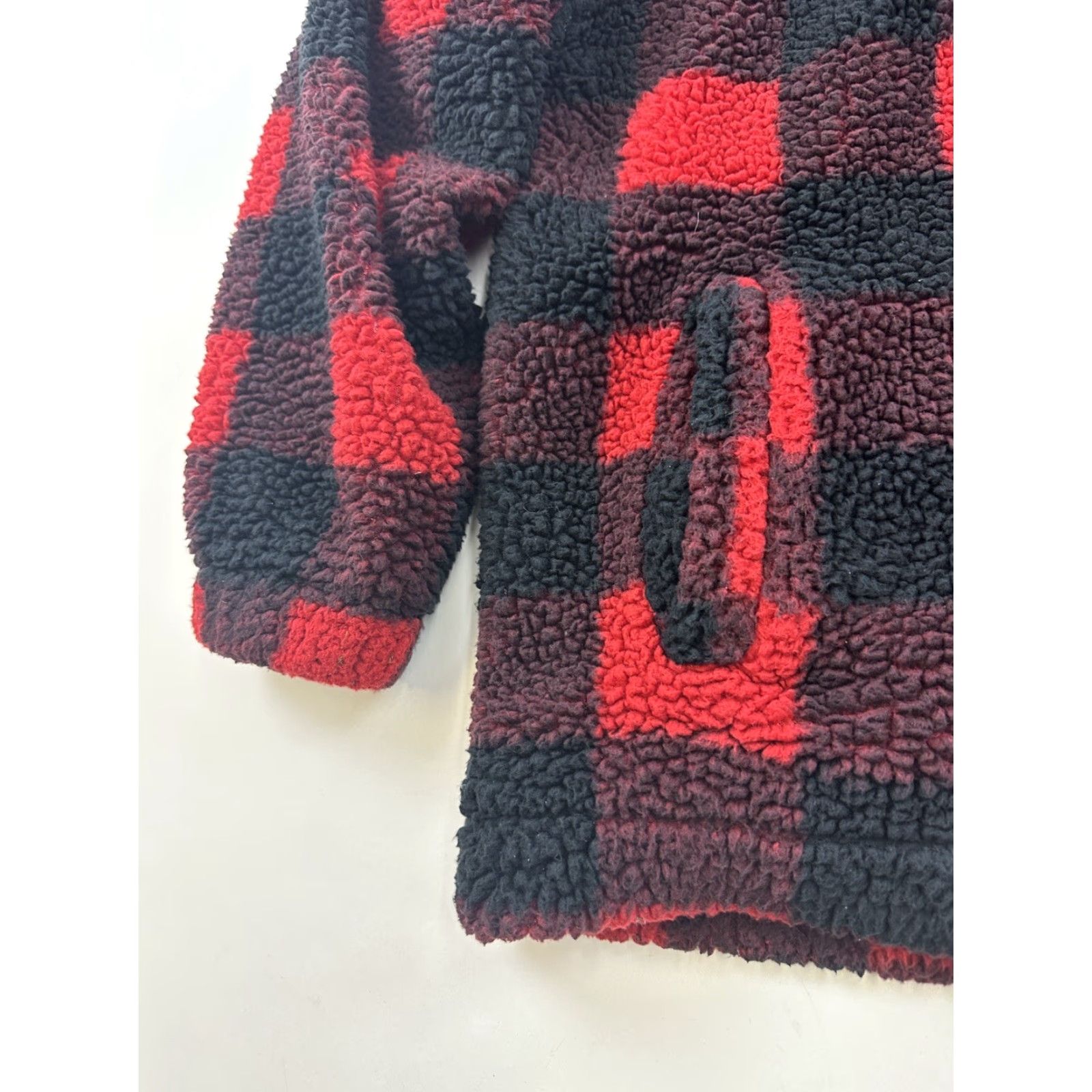 Vintage VINTAGE WallFlower Jacket Womens S Red Black Buffalo Plaid Full Zip Hooded Fleece Size S / US 4 / IT 40 - 3 Thumbnail