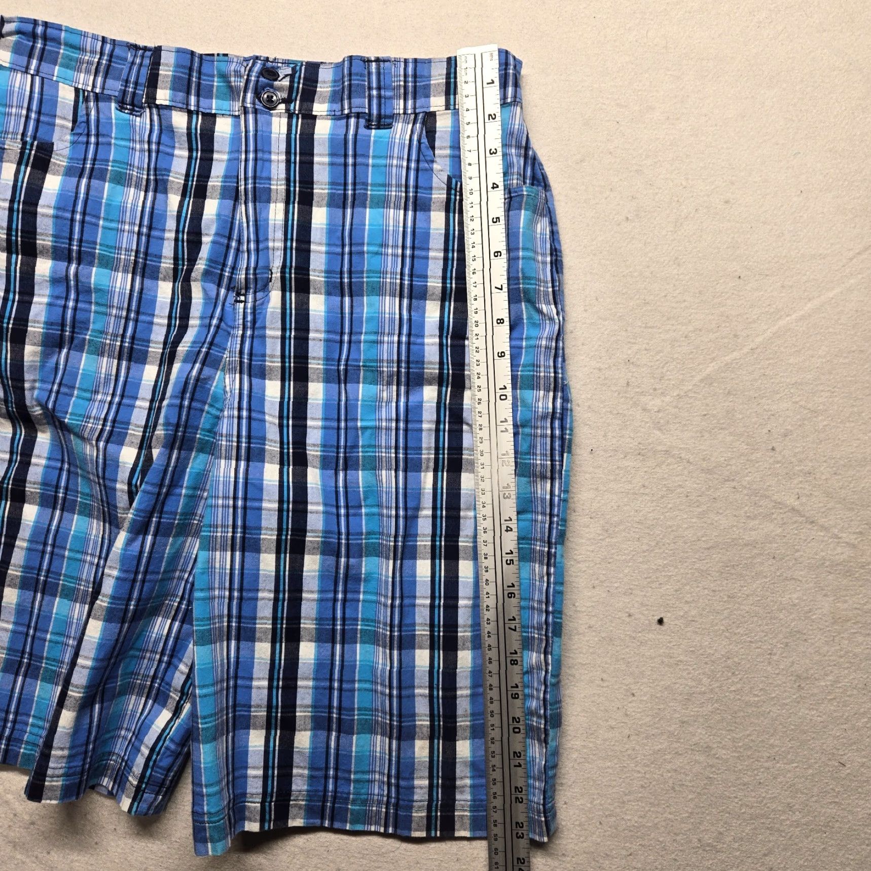 Vintage Bobbie Brooks Ladies Shorts Plaid Blue White Button Zipper L Size 36" / US 14 / IT 50 - 4 Thumbnail