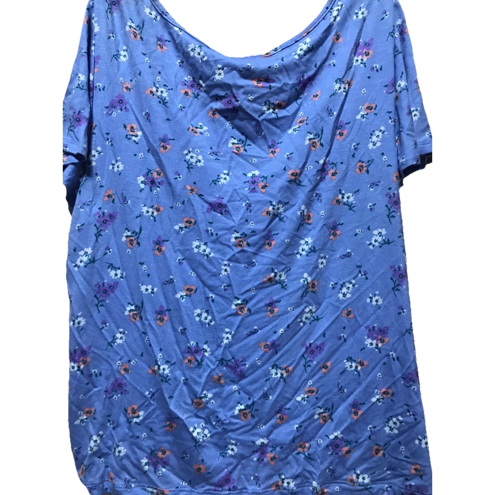 Vintage Candies Women's Knit T-Shirt Blue Floral Short Sleeve Tie Front Casual Size L Size L / US 10 / IT 46 - 2 Thumbnail