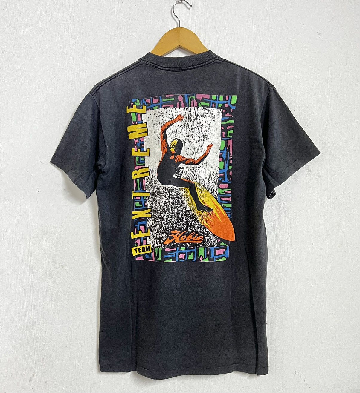 image of Made In USA x Surf Style Hot Drops Hobie Extreme Team Surf Usa Big Print in Black (Size Medium)