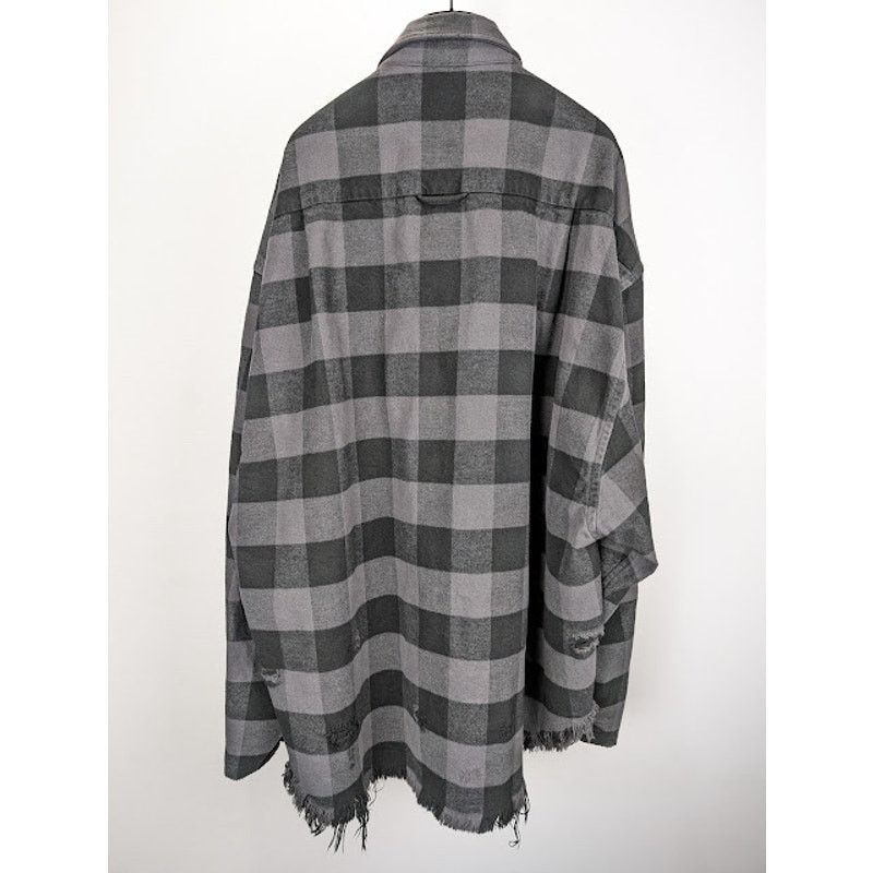 Balenciaga o1rshd1 Buffalo Check Flannel Shirt in Black/Grey 3 Size US L / EU 52-54 / 3 - 10 Thumbnail