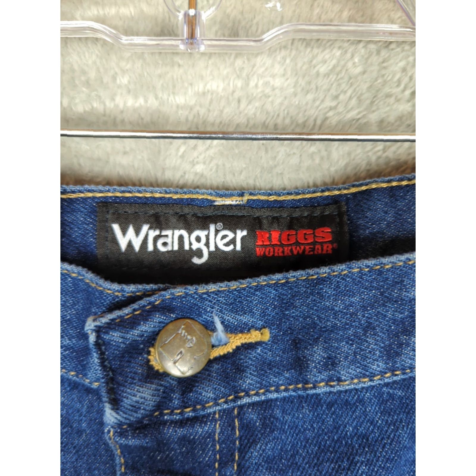 Wrangler Wrangler Riggs Workwear Jeans Men 40 x 34 Denim Blue Relaxed Fit 5-Pocket Zipper Fly Workwear Solid Dark Wash Mens Size US 40 / EU 56 - 4 Thumbnail