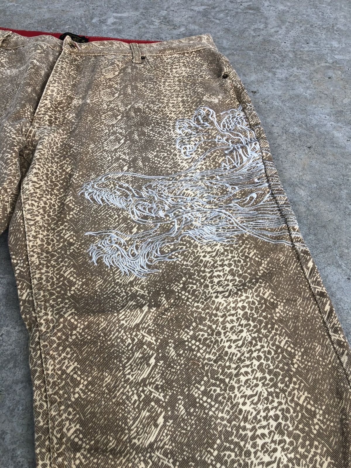Japanese Brand Japanese Fugutaiten Embroidered Denim Snake Skin Baggy Size US 38 / EU 54 - 15 Thumbnail