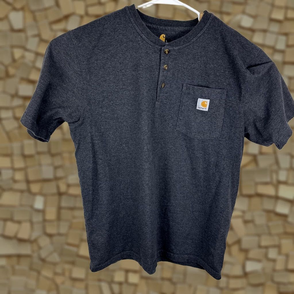 Carhartt Carhartt Shirt Adult Large Gray Short Sleeve Workwear Henley T-Shirt Mens Size US L / EU 52-54 / 3 - 1 Thumbnail