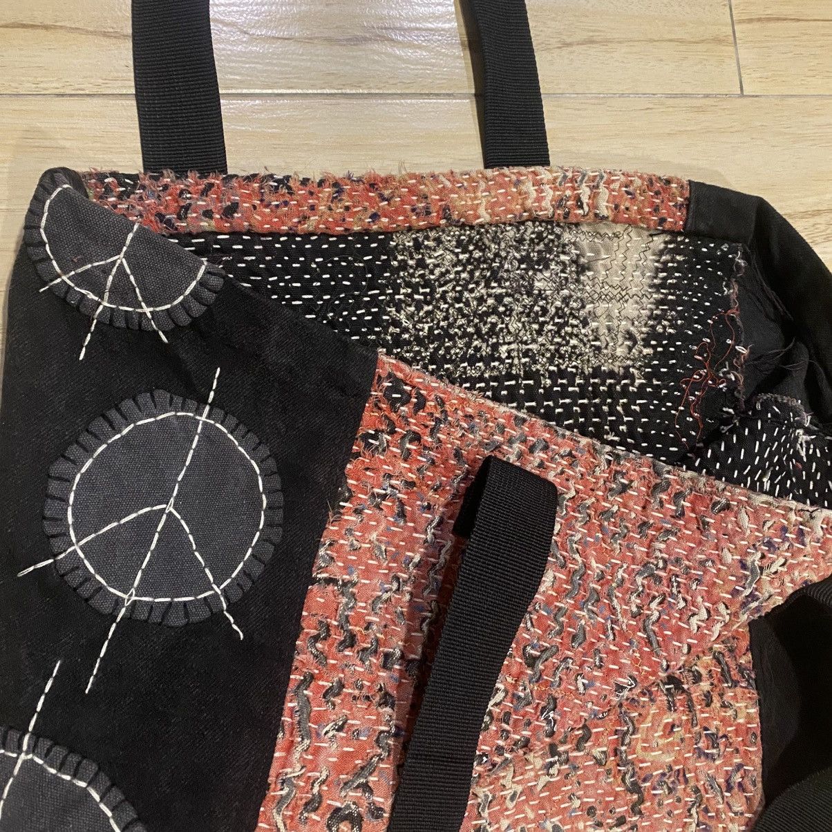 Handmade 1/1 Handstitch Sashiko Boro Natural Distressed Tote Bag Size ONE SIZE - 22 Thumbnail