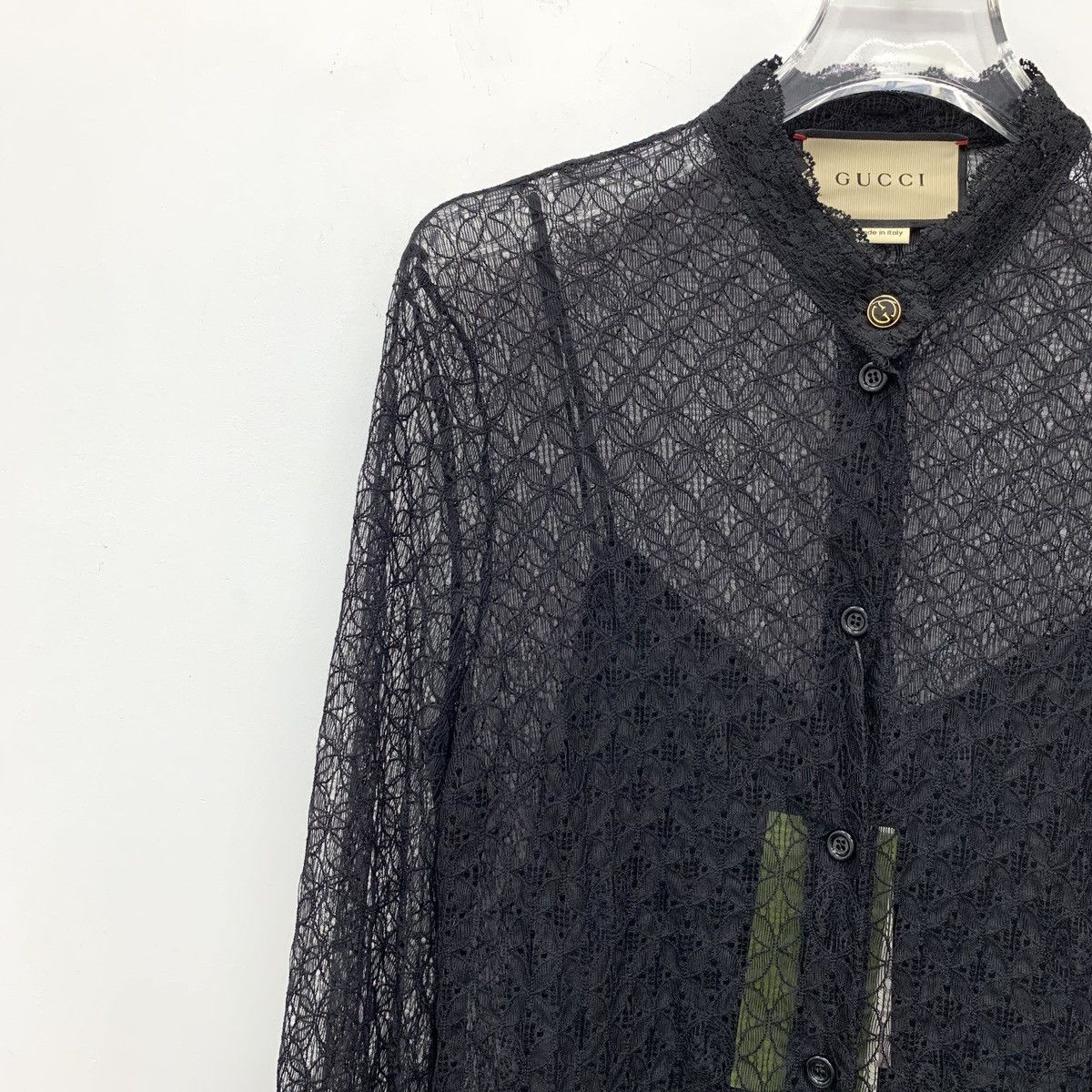 Gucci Gucci Hollow-out Floral Lace Trim Long Sleeve Shirt K26WX Size L / US 10 / IT 46 - 3 Thumbnail