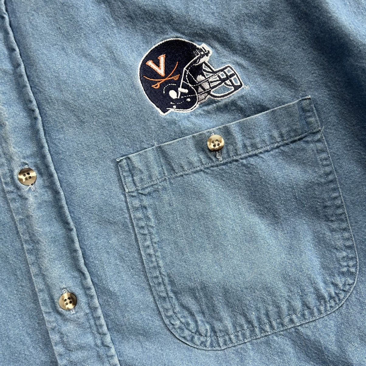 Reebok 90s UNiVERSiTY of ViRGiNiA CAVALiERS FOOTBALL DENiM MANDARiN Size US XXL / EU 58 / 5 - 7 Thumbnail