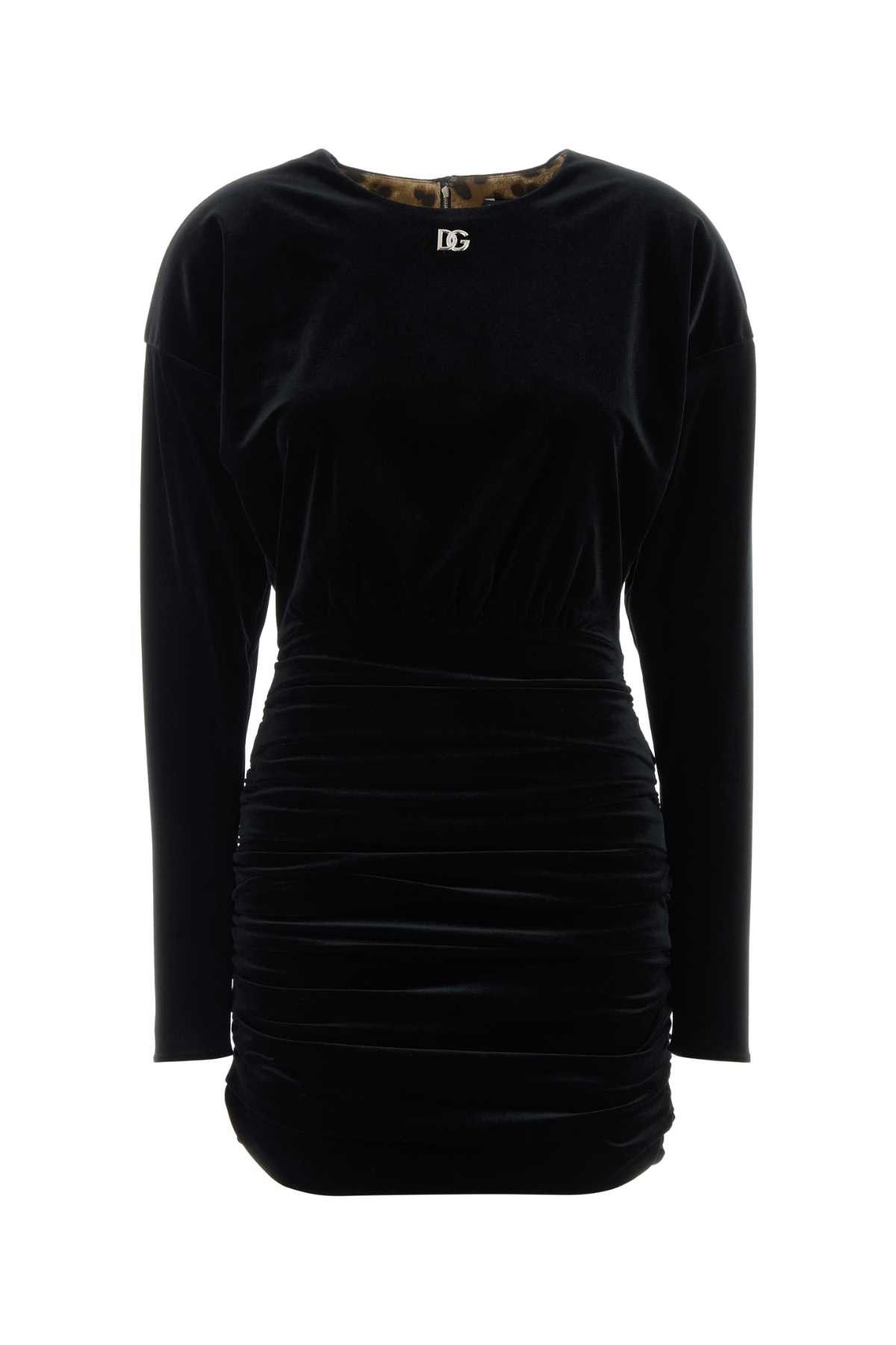Dolce & Gabbana Black Velvet Mini Dress Size XS / US 0-2 / IT 36-38 - 1 Thumbnail