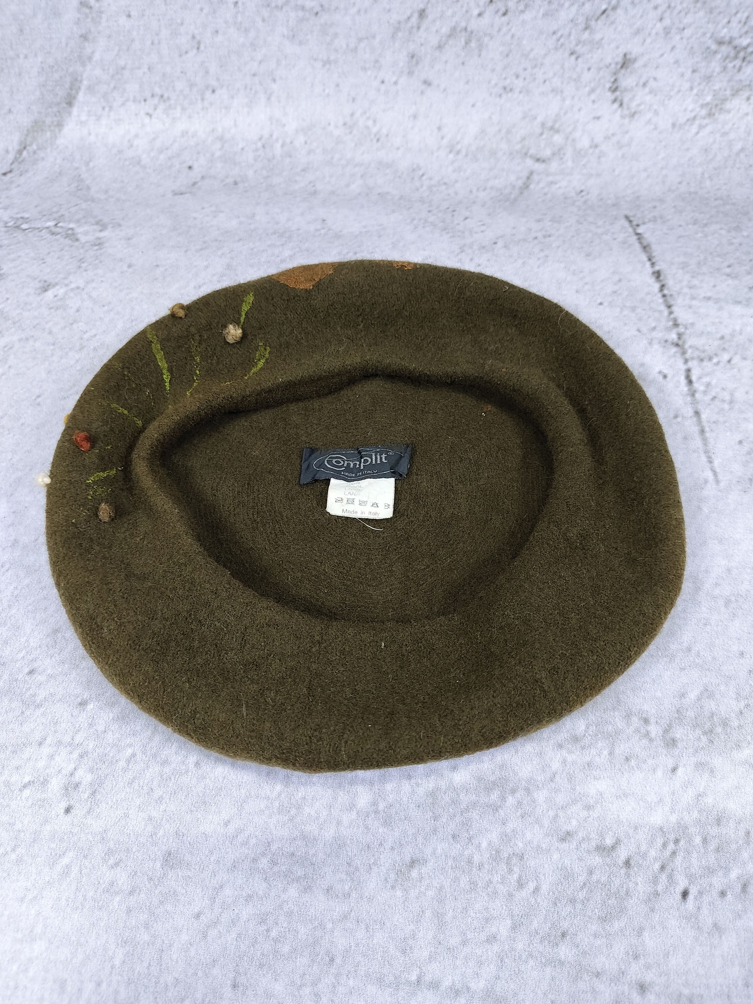 Vintage 90s COMPLIT🇮🇹 Hand Painted Floral Beaded Artisan Beret Hat Size ONE SIZE - 8 Thumbnail